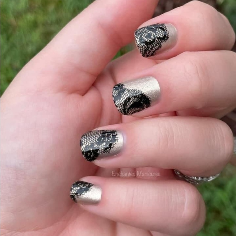 *Retired* Color Street: Lacey Business | Gold Black Metallic Romantic Lace - Picture 7 of 12